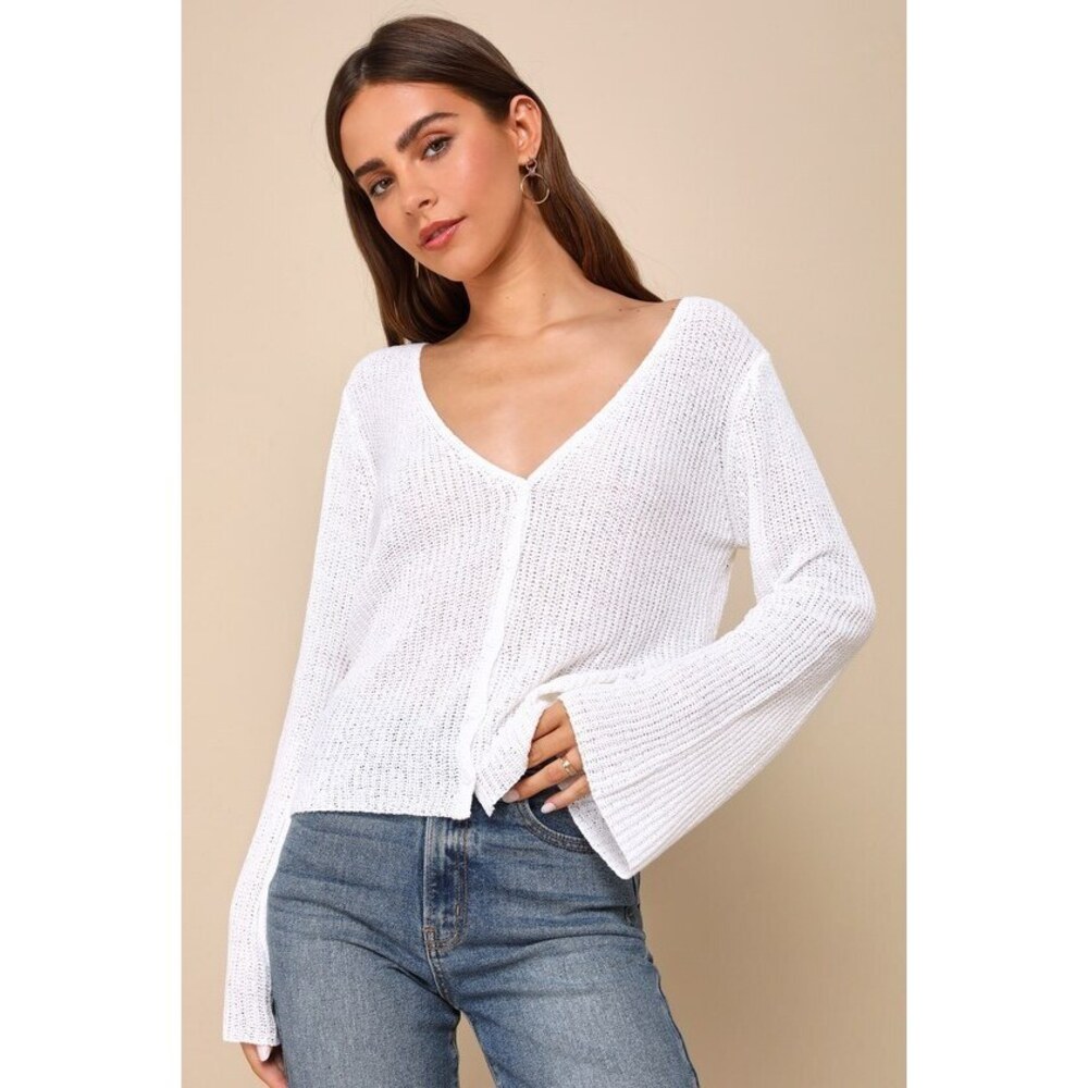 Lulus Springtime Sweetie Ivory Loose Knit Cardigan Sweater White - Size XS
